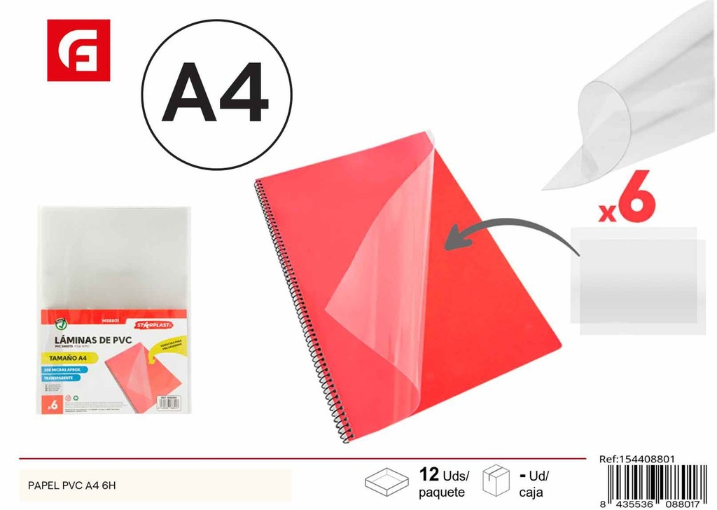 Papel PVC A4 6H - Material escolar y cuadernos