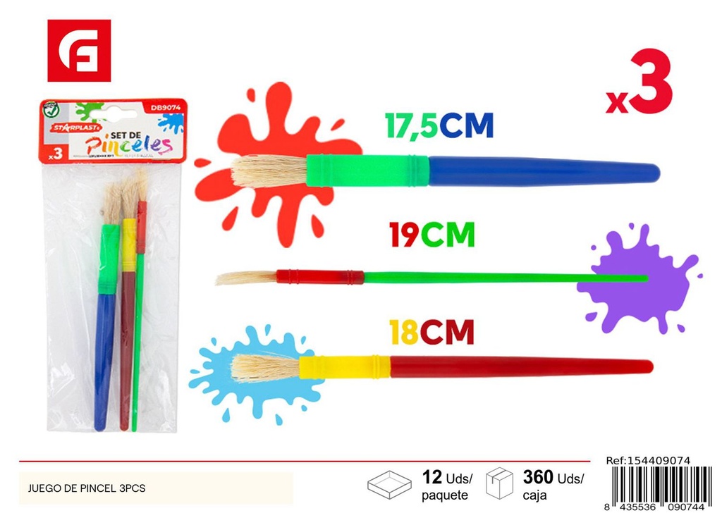 Juego de pincel 3pcs - Materiales de oficina