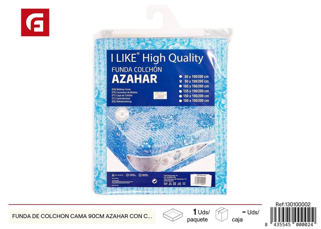 Funda de colchón cama 90 cm, azahar con cremallera 