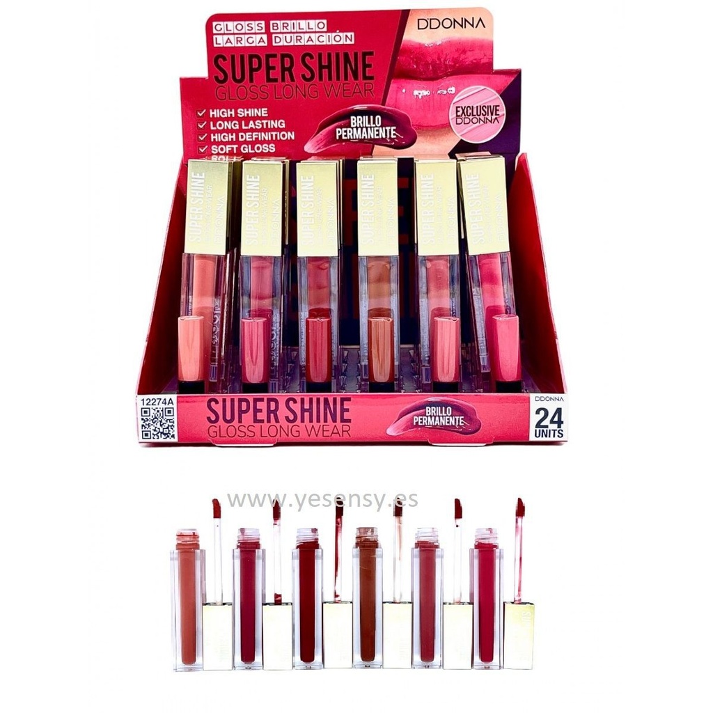 Brillo labial Super Shine 24/u Ddonna para labios brillantes