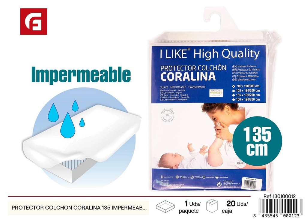 Protector de colchón 135cm impermeable - Textiles de hogar