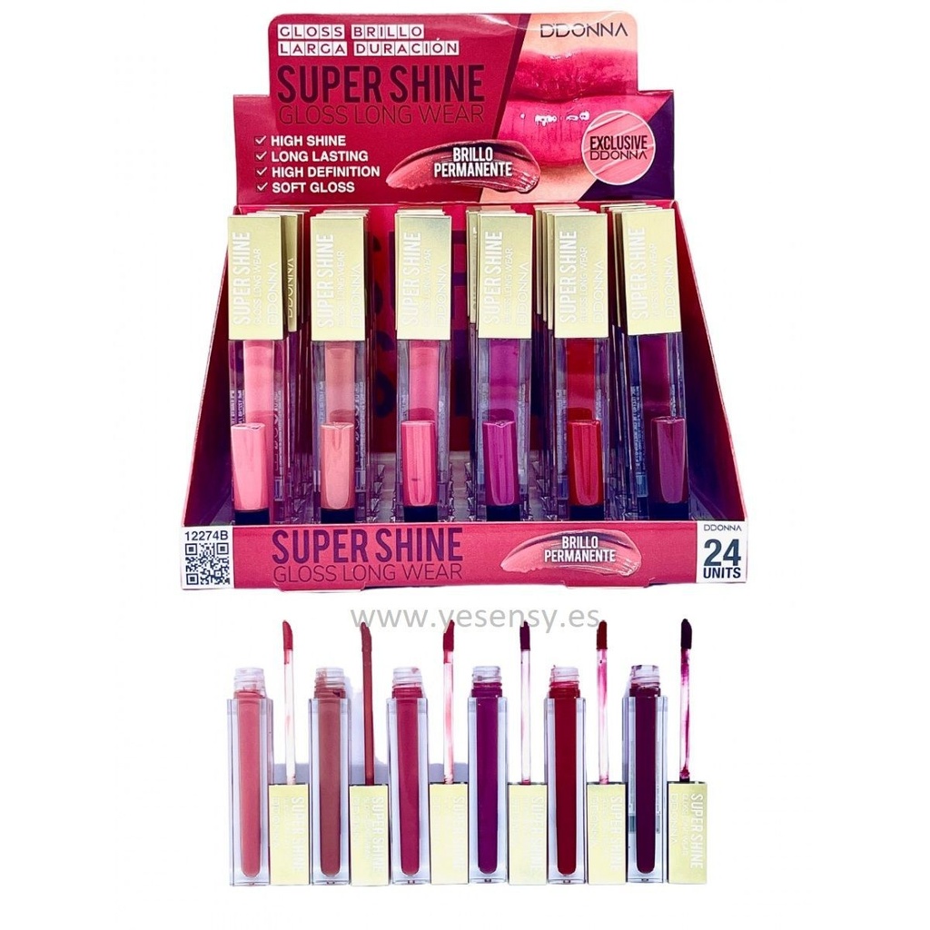 Lip gloss super shine 24 unidades - Cosméticos