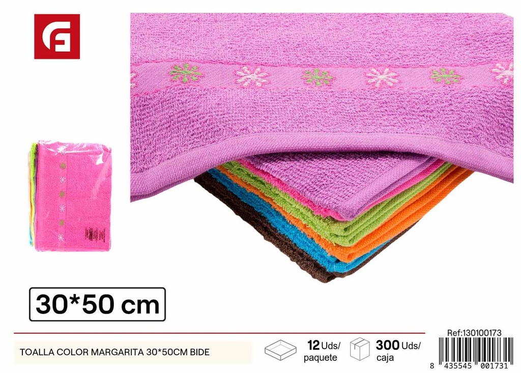 Toalla color margarita 30x50cm Bide - Toallas de baño