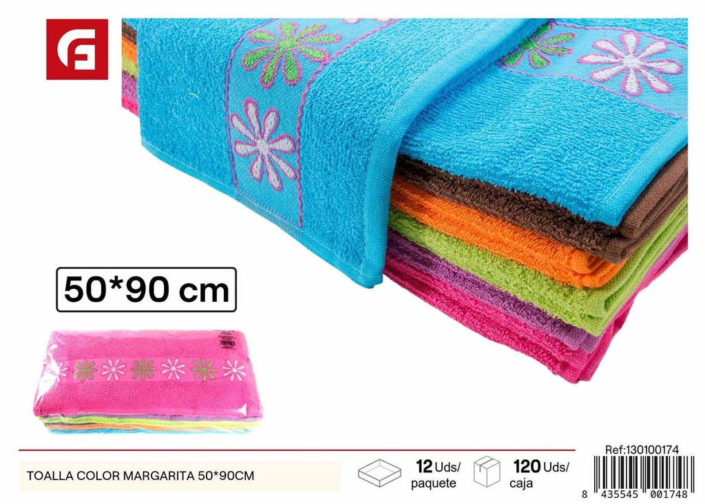 Toalla color margarita 50x90cm - Textiles del hogar, toallas de baño