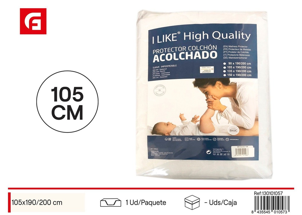 Protector de colchón 105 acolchado impermeable - Ropa de cama y accesorios