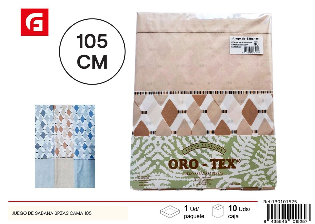 Juego de sábanas de 3 piezas para cama 105 - Textiles para cama