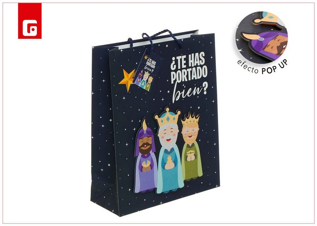 Bolsa de papel pop up 3D Reyes Magos - Regalos