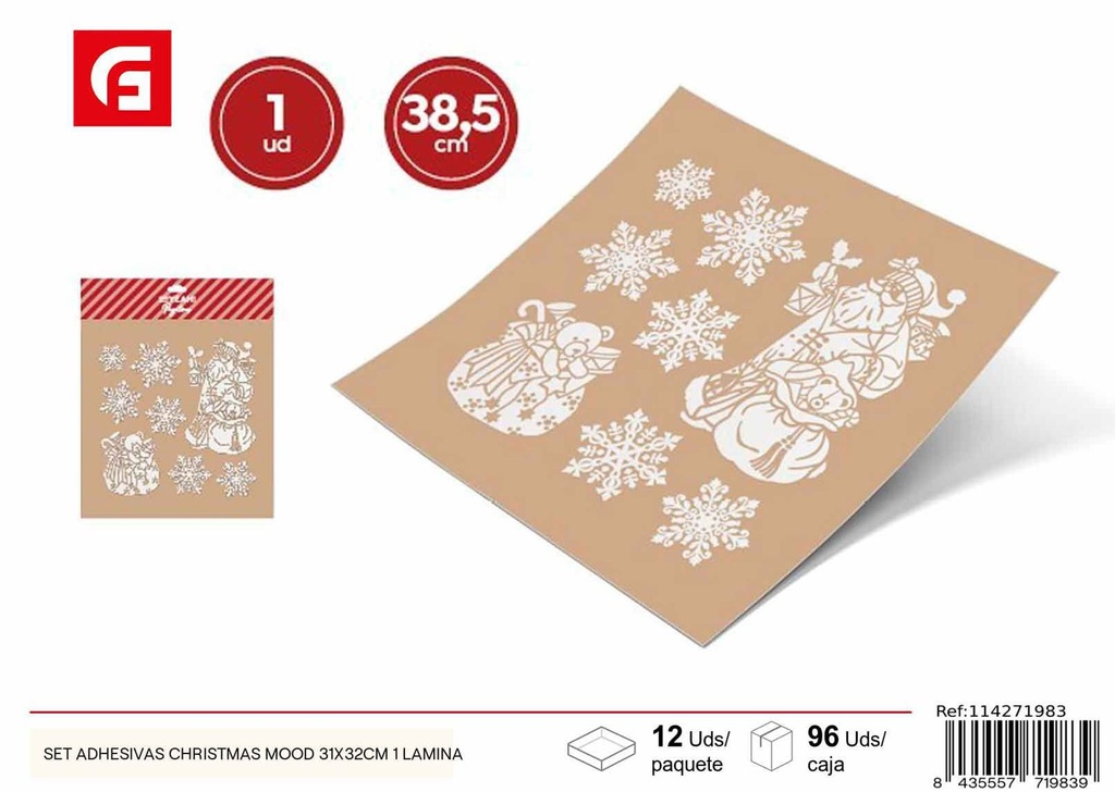 Set de adhesivos Christmas Mood 18.5x17.5cm - Decoraciones navideñas