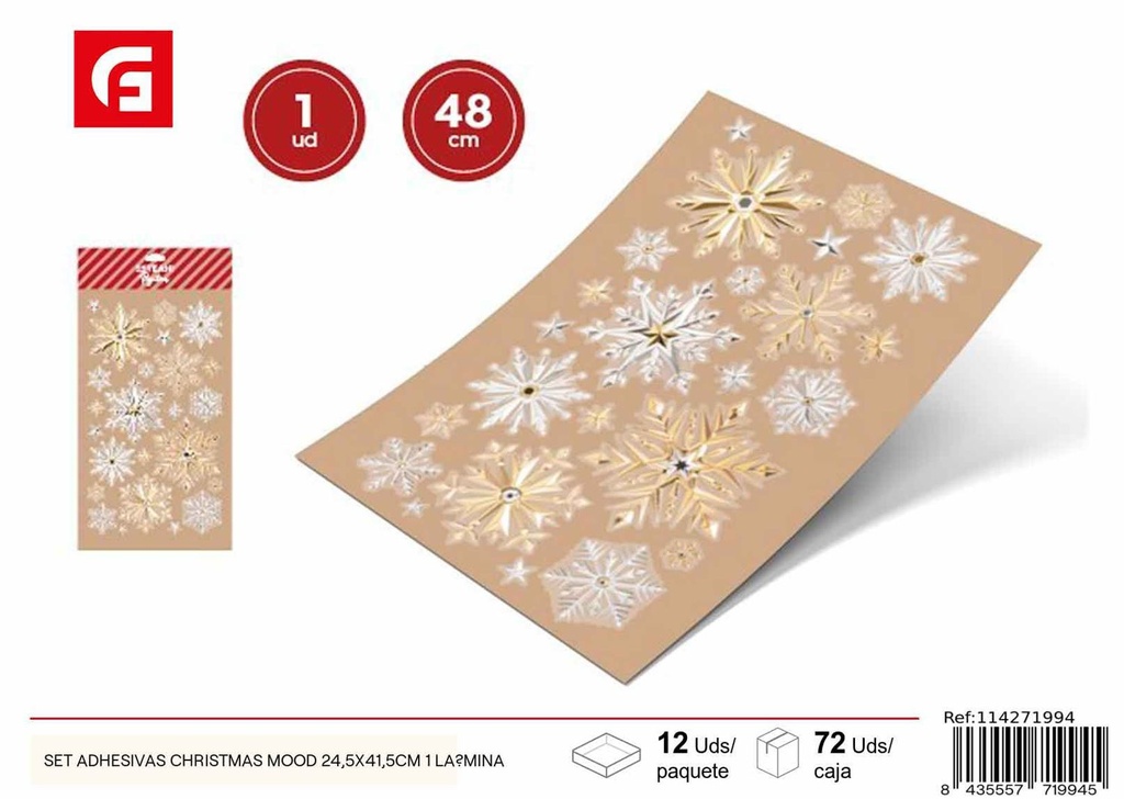 Set de pegatinas autoadhesivas Navidad 24.5 x 41.5 cm 1 lámina - Decoraciones navideñas