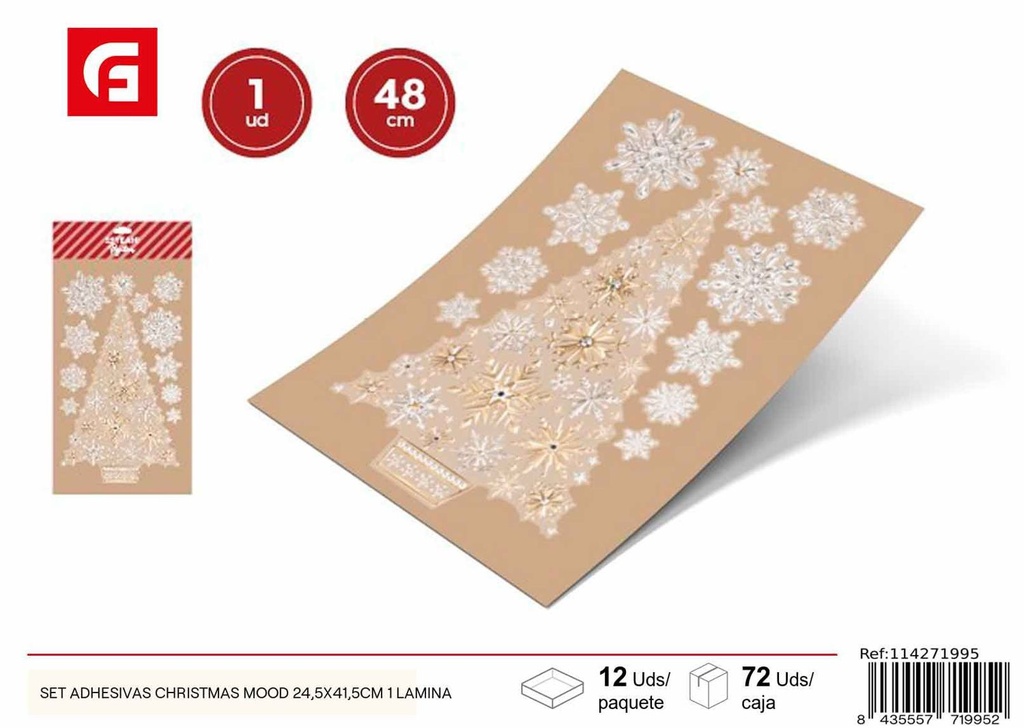 Set de pegatinas autoadhesivas Navidad 24.5 x 41.5 cm 1 lámina - Decoraciones navideñas