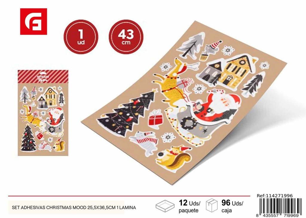 Set adhesivas Christmas Mood 25.5X36.5 cm 1 lámina - Artículos navideños