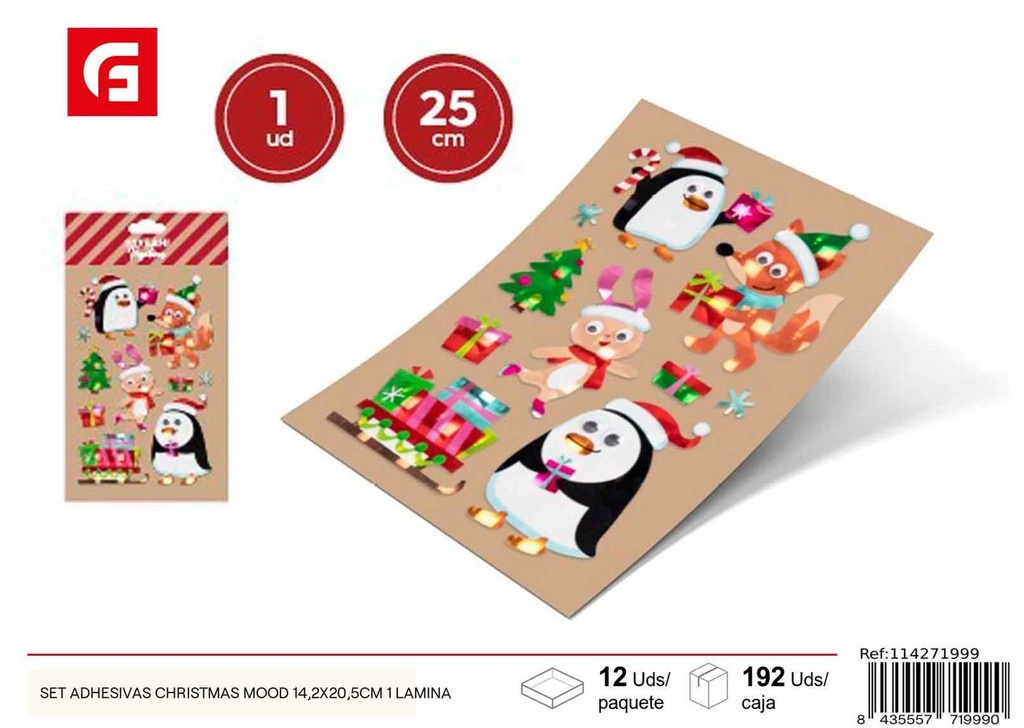 Set de adhesivas Christmas Mood 14.2x20.5cm 1 lámina - Decoración navideña