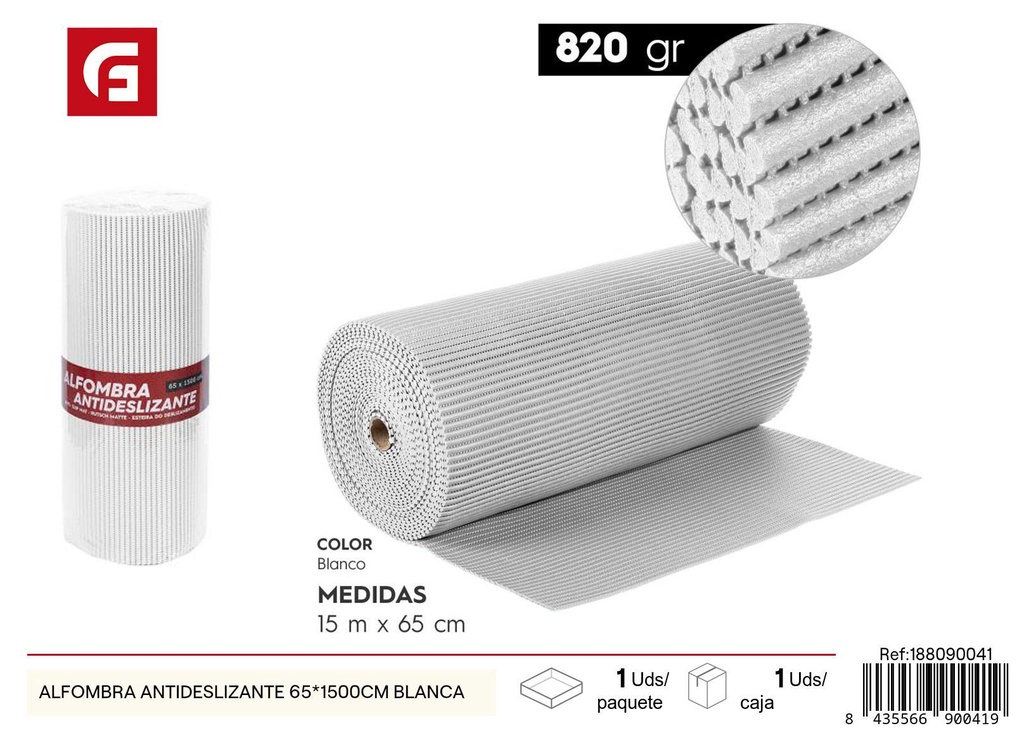 Alfombra antideslizante 65x150 cm blanca - Textiles del hogar y seguridad