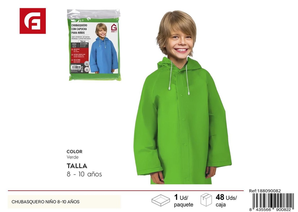 Chubasquero para niños de 8-10 años - Ropa de lluvia