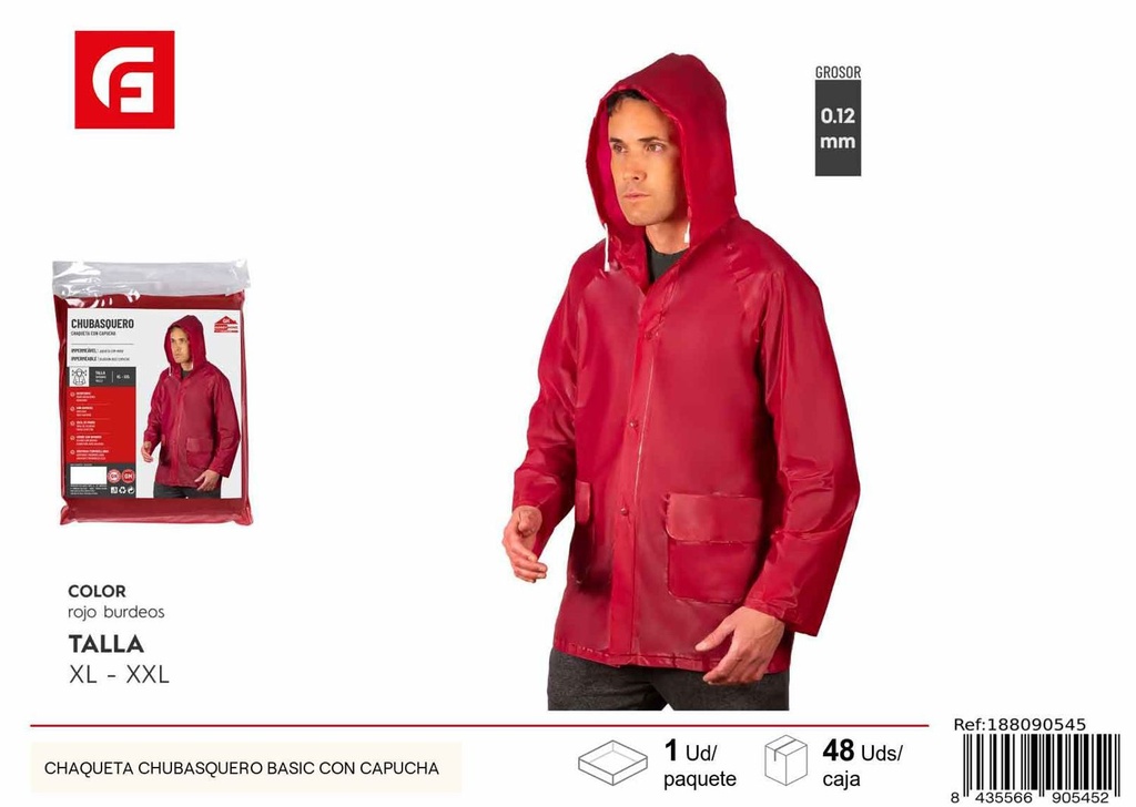 Chaqueta chubasquero básica con capucha - Artículos para la lluvia
