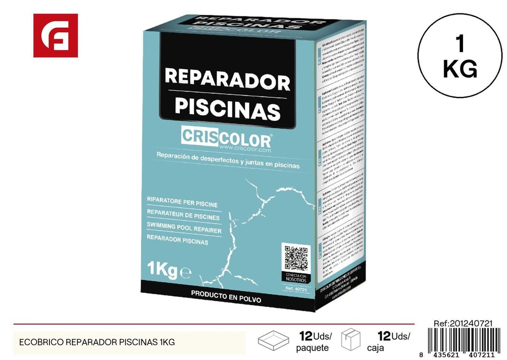 Masilla reparadora de piscinas 1kg - Materiales de construcción