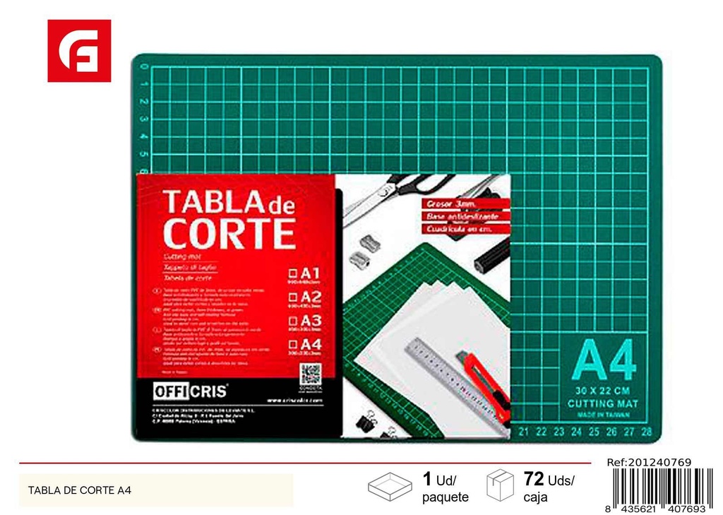 Tabla de corte A4 - Materiales para manualidades y cocina