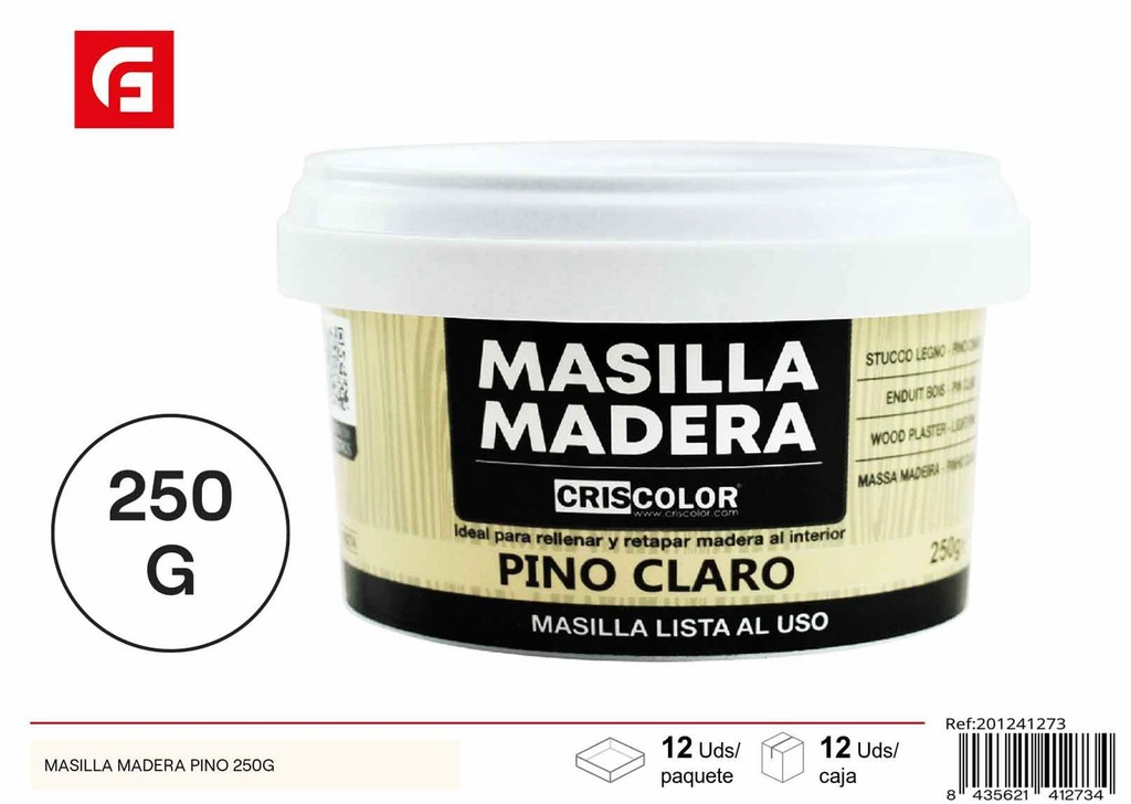 Masilla de madera pino 250g para reparación y acabado