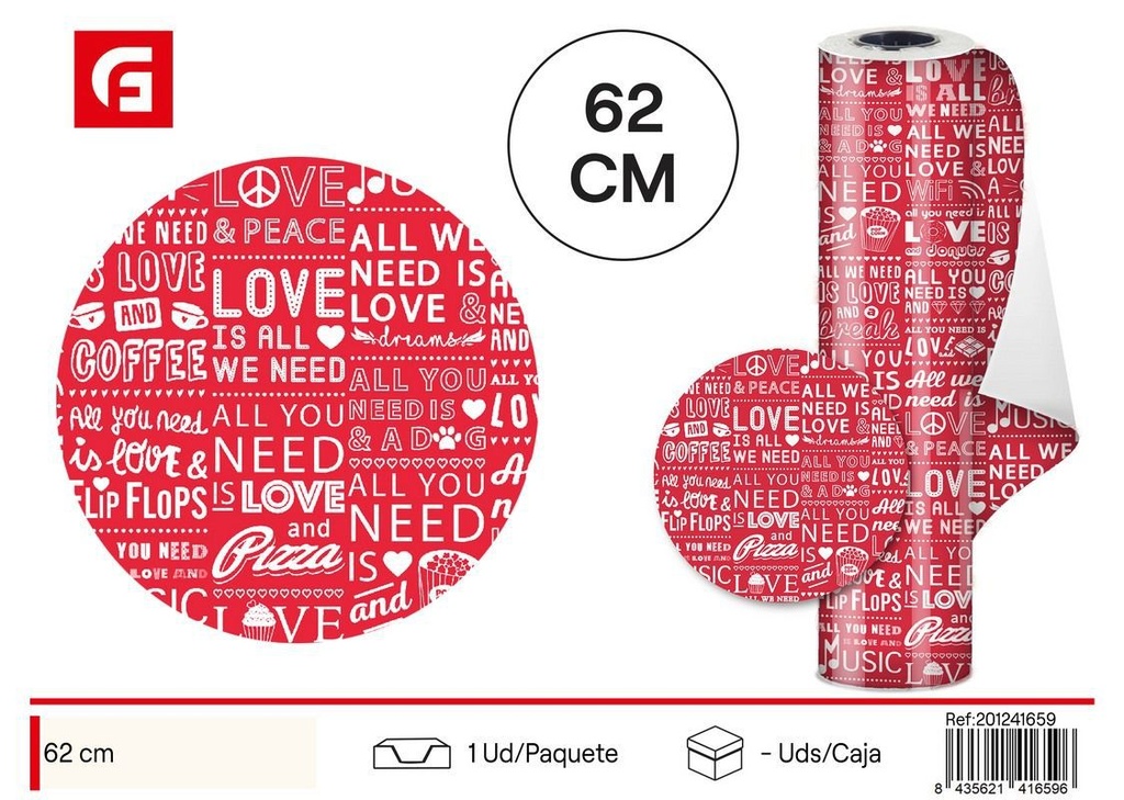 Papel regalo decorado 62cm - Materiales para envolver regalos