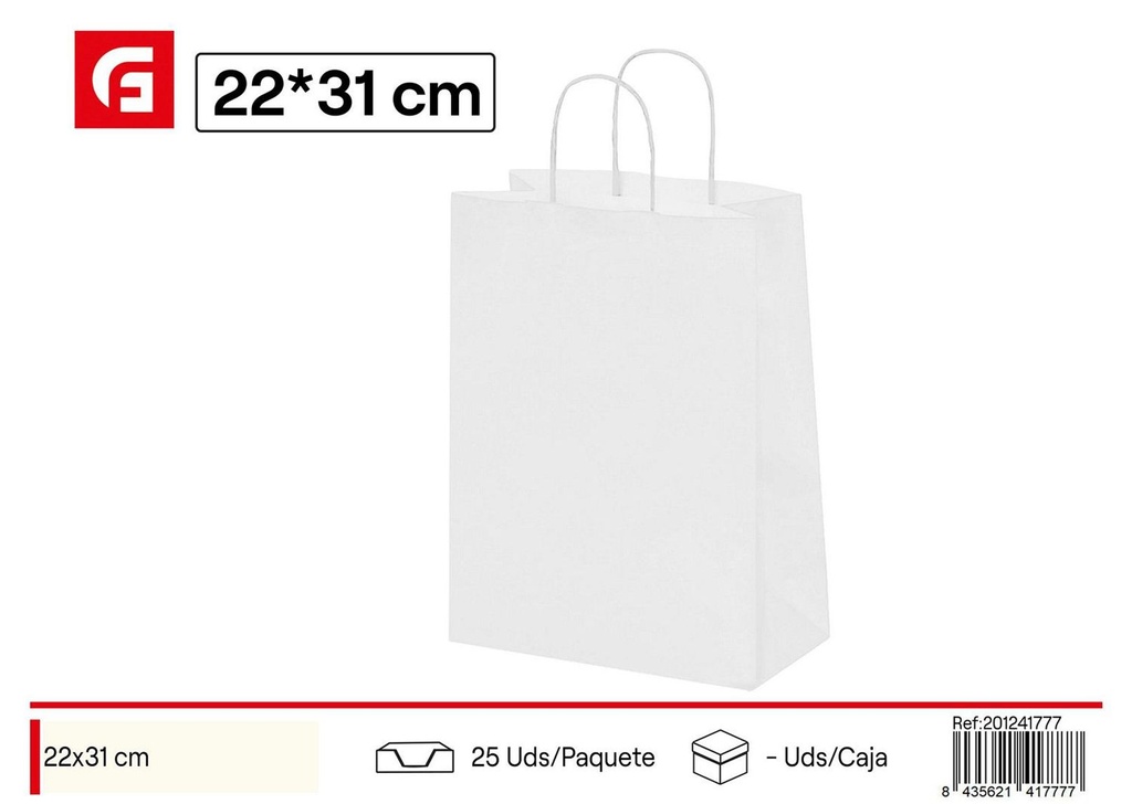 Bolsa de papel kraft con asa 22x31 cm - Bolsa de regalo