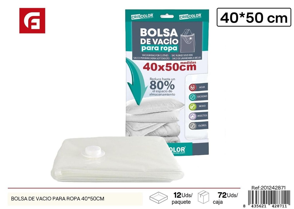 Bolsa de vacío para ropa 40x50cm - Organización del hogar