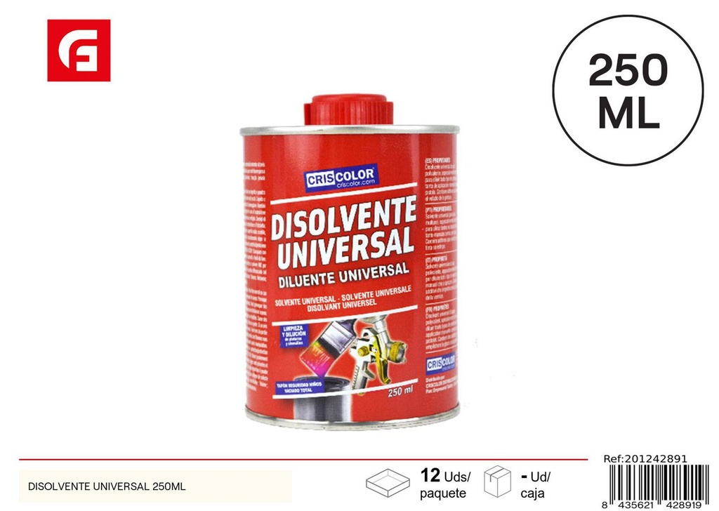 Disolvente universal 250ml - Pintura y ferretería