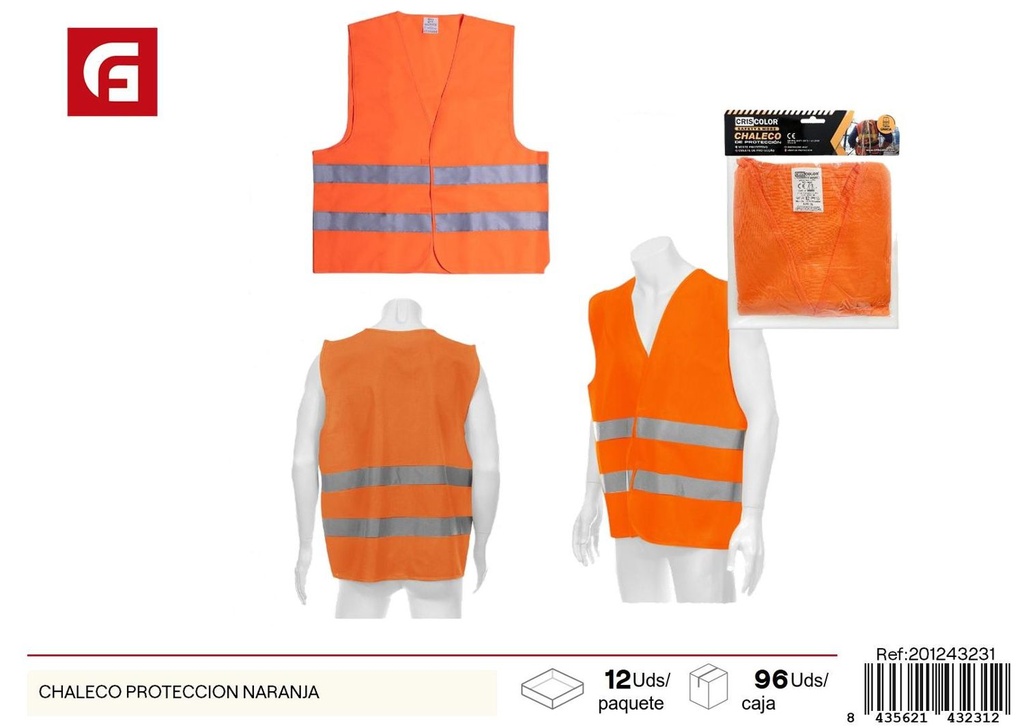 Chaleco reflectante de protección naranja para seguridad vial