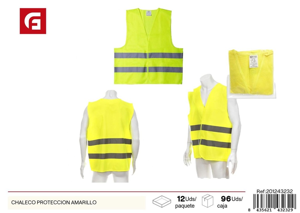 Chaleco de protección reflectante amarillo para seguridad vial