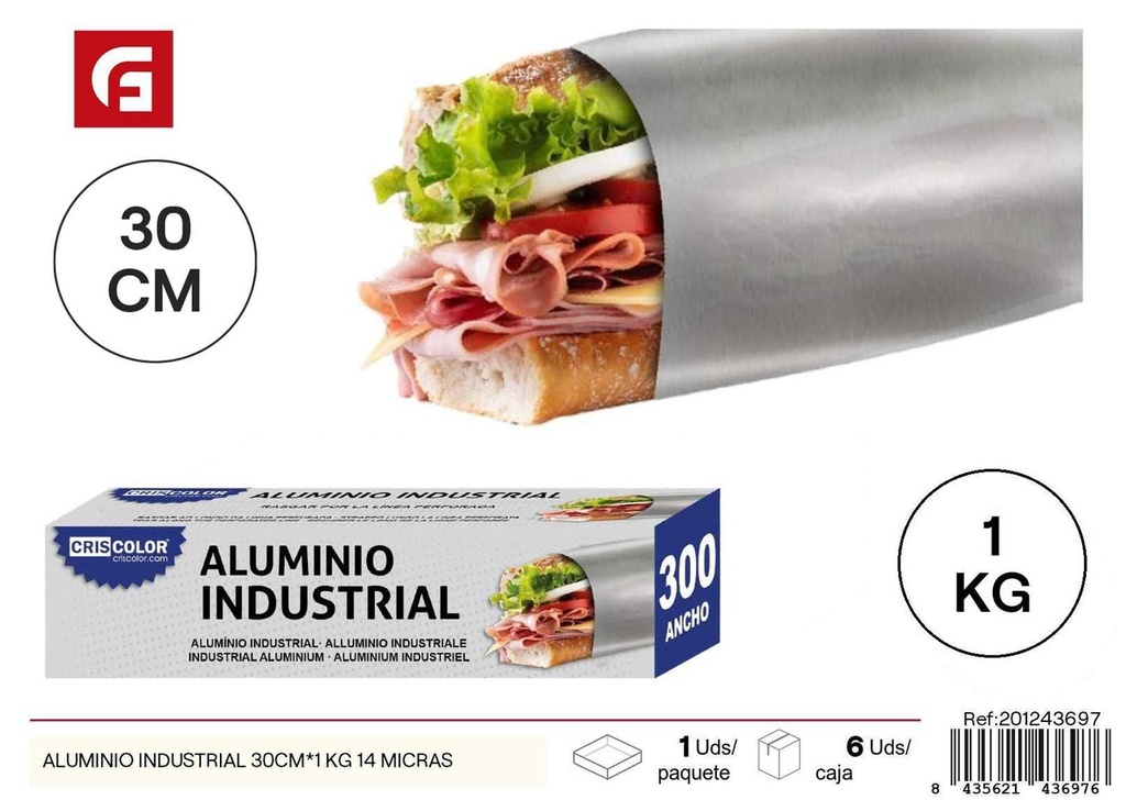 Aluminio industrial 30 cm*1 kg 14 micras - Utensilios de cocina para envolver