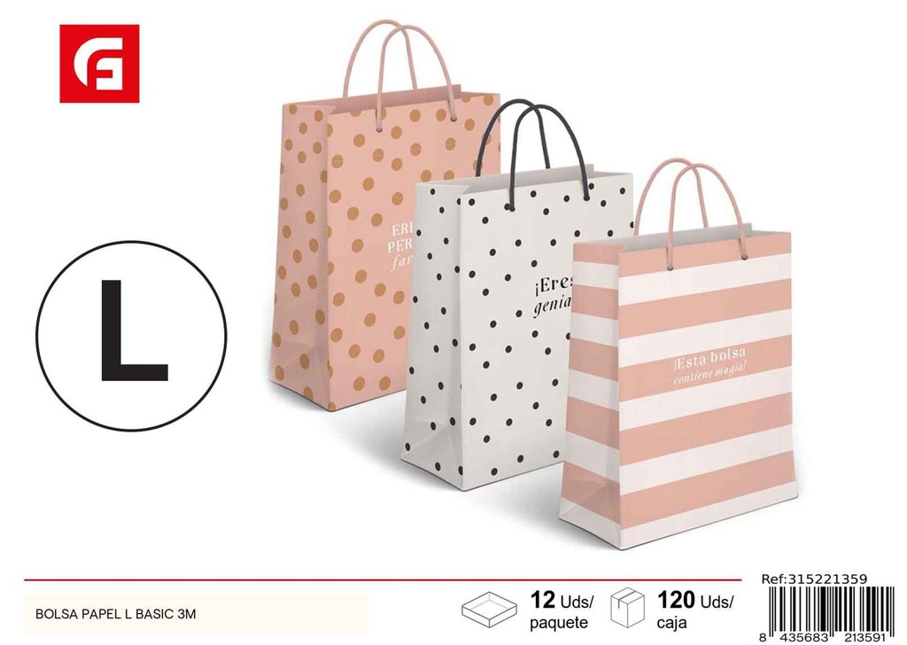 Bolsa papel L basic 3 m - Artículos de regalo