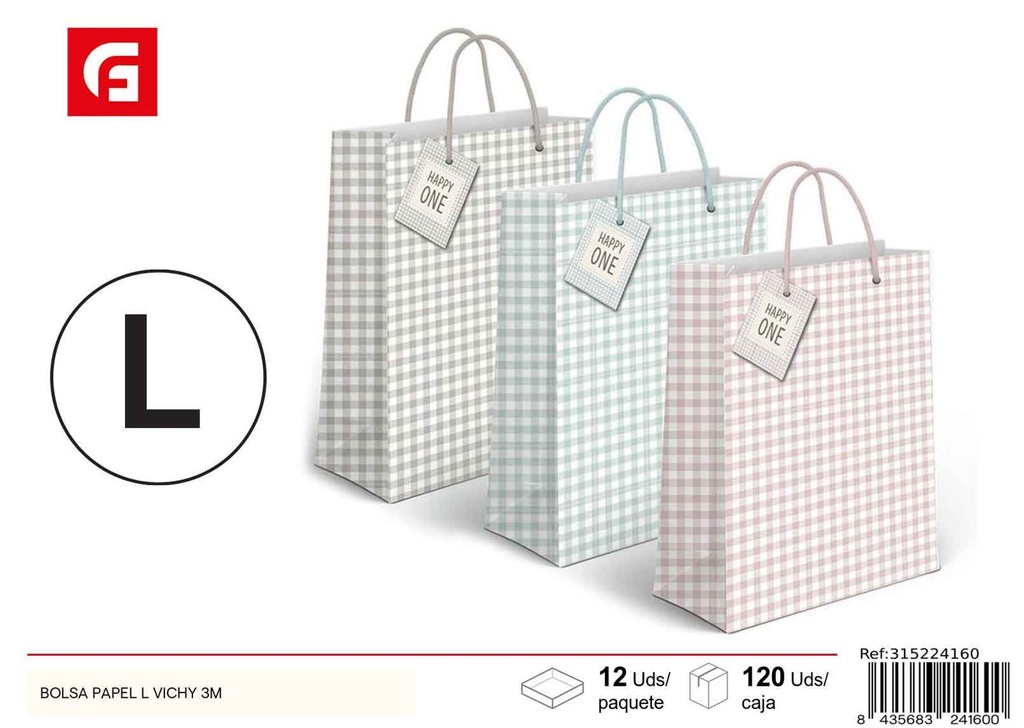 Bolsa papel L vichy 3 m - Artículos de regalo