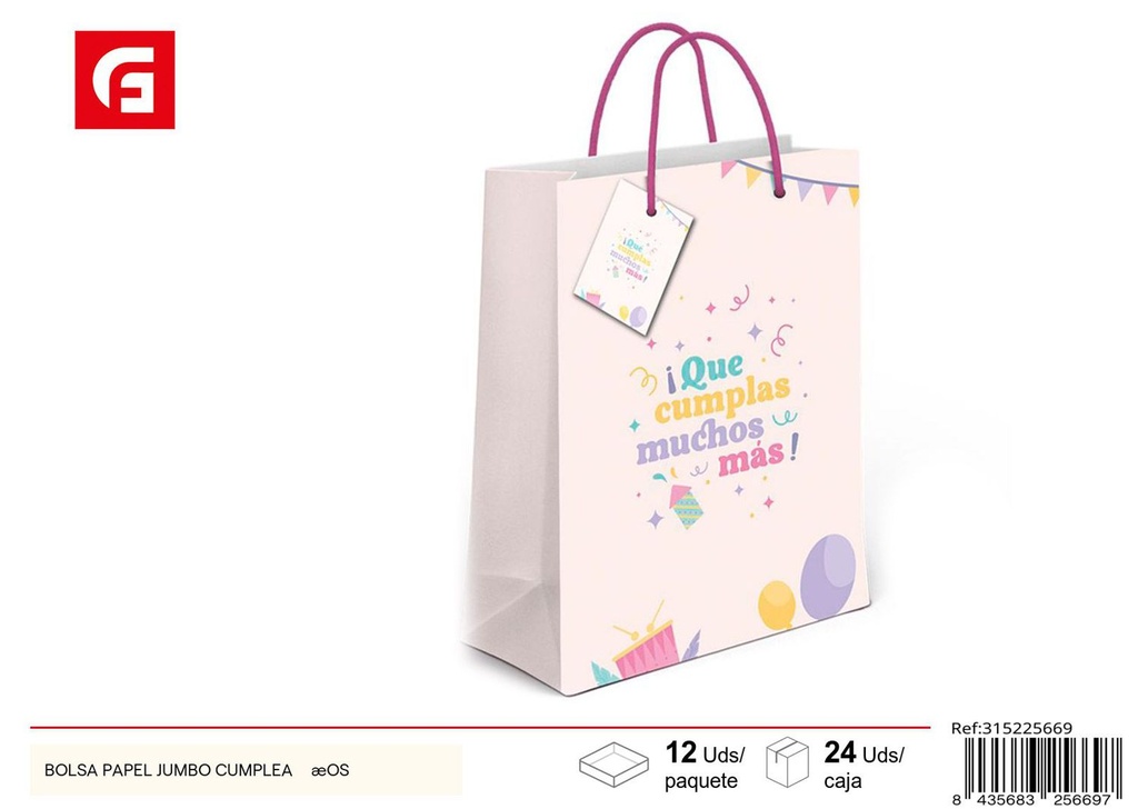 Bolsa de papel jumbo para cumplaños - Artículos para regalos