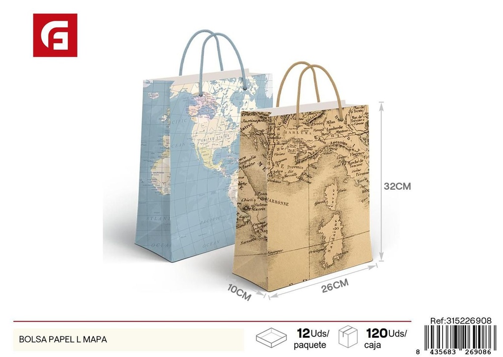 Bolsa papel L mapa - Artículos de regalo