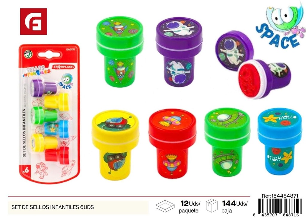 Set de sellos infantiles 6Uds - Material de oficina