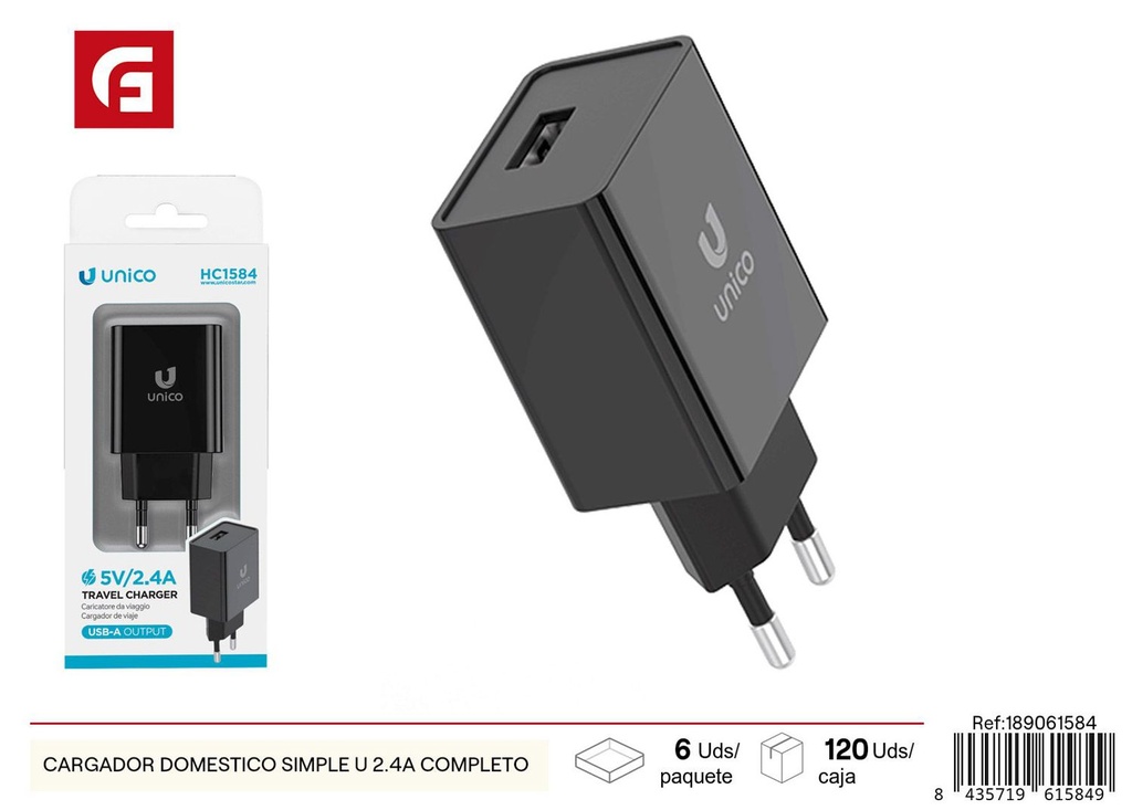 Cargador doméstico simple U 2.4A - Electrónica y carga