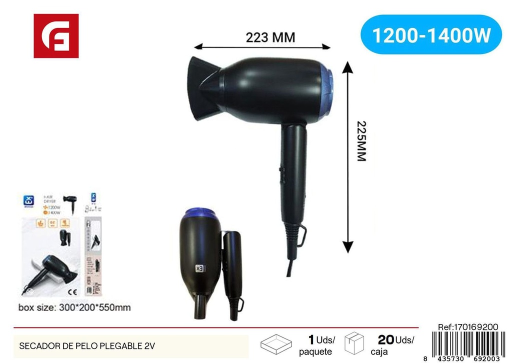 Secador de cabello plegable 2V - Electrónica