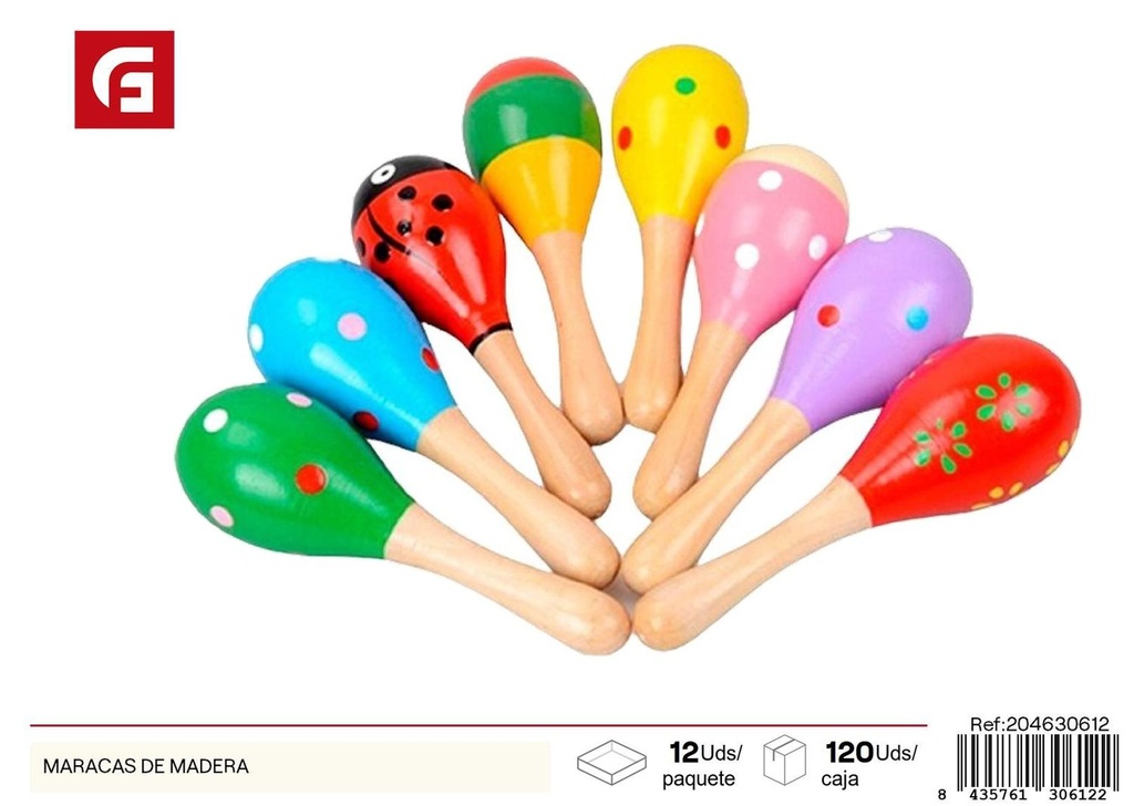 Maracas de madera para juegos musicales