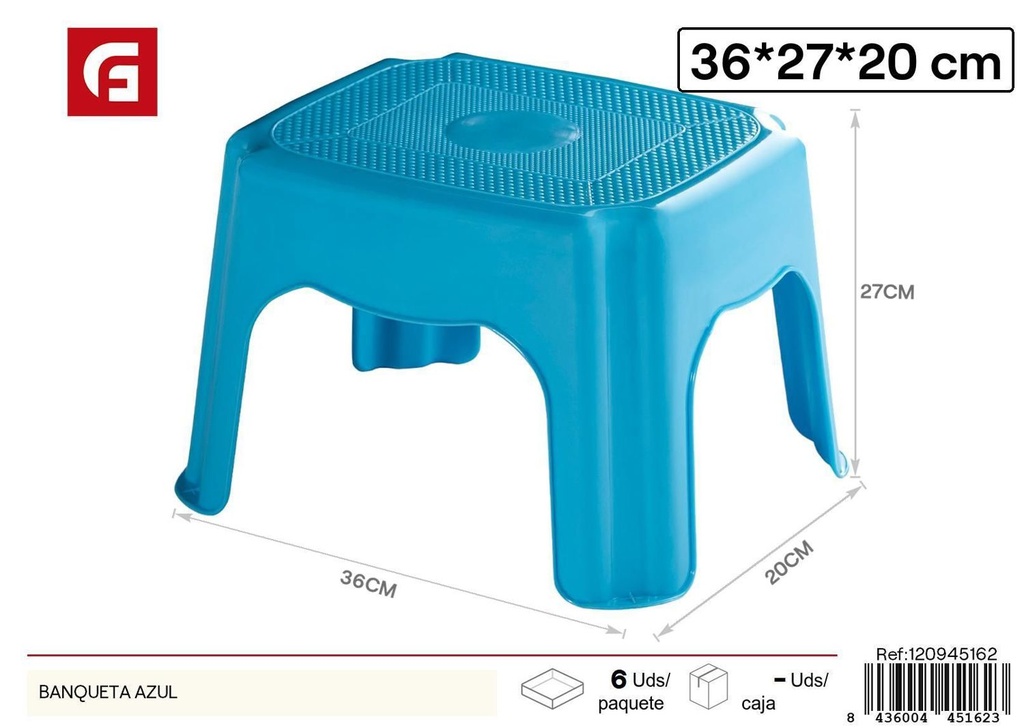 Banqueta azul de plástico 36*27*20cm - Asiento portátil