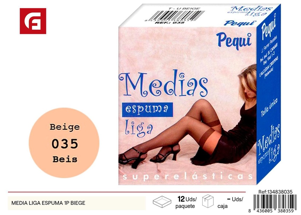 Medias liga espuma 1 par beige - Accesorios de costura y ropa