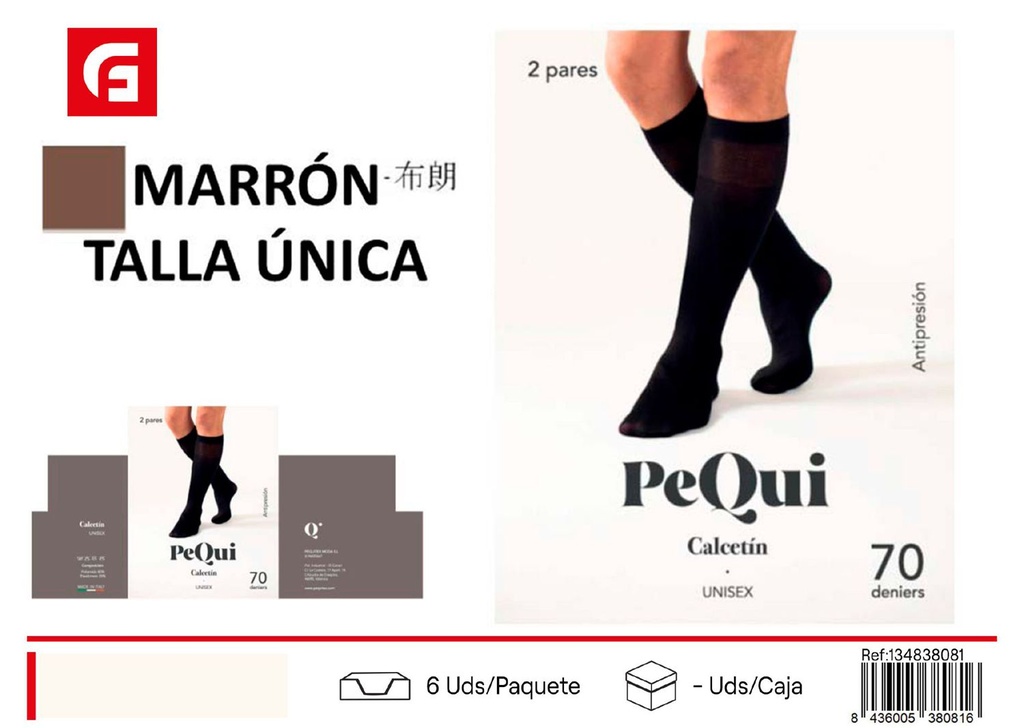 Calcetín 2 pares marrón para hombre