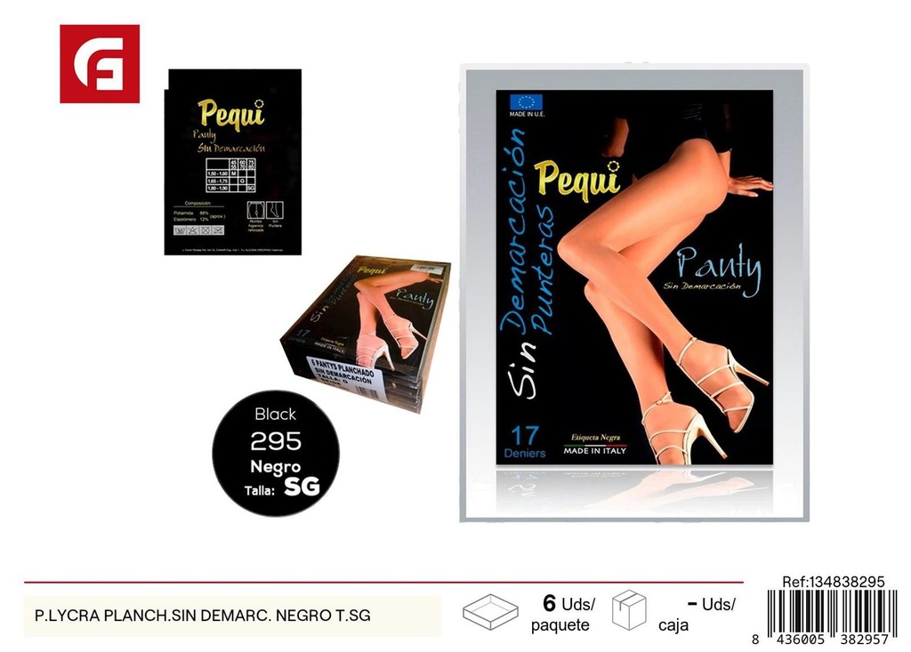 Medias de lycra sin demarcación negro T.SG - Ropa