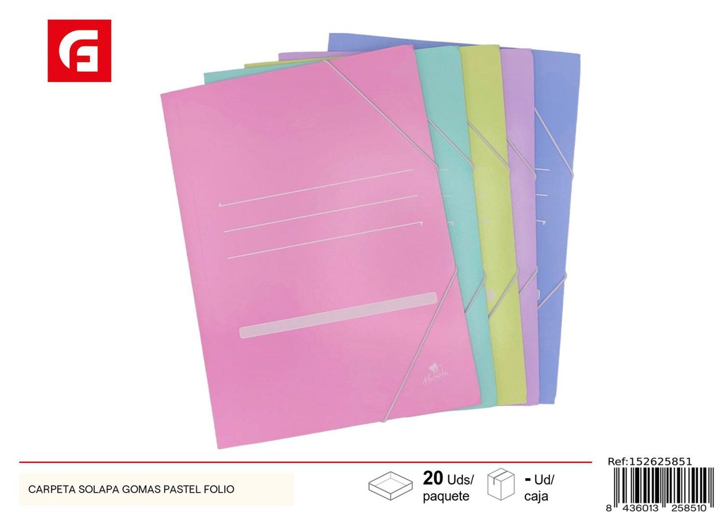 Carpeta solapa gomas pastel folio - Material de oficina