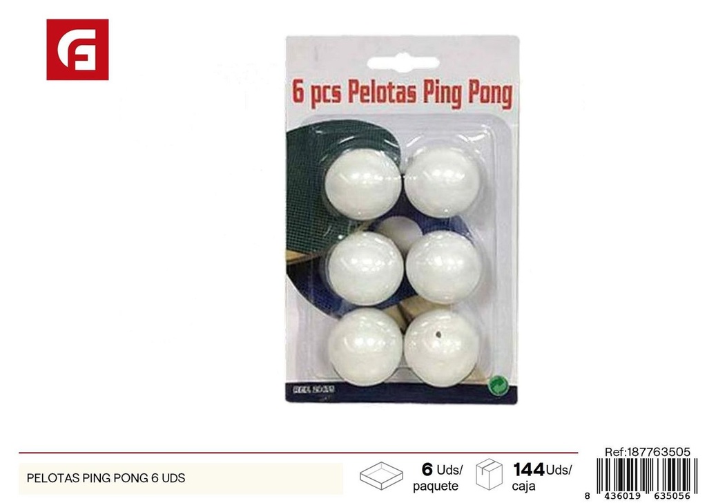 Balas de ping pong 6 uds - Juguetes