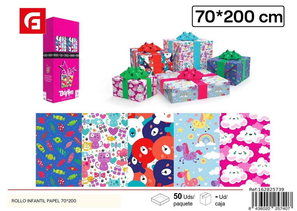 Papel de regalo rollo infantil 70*200 cm - Material de envoltura