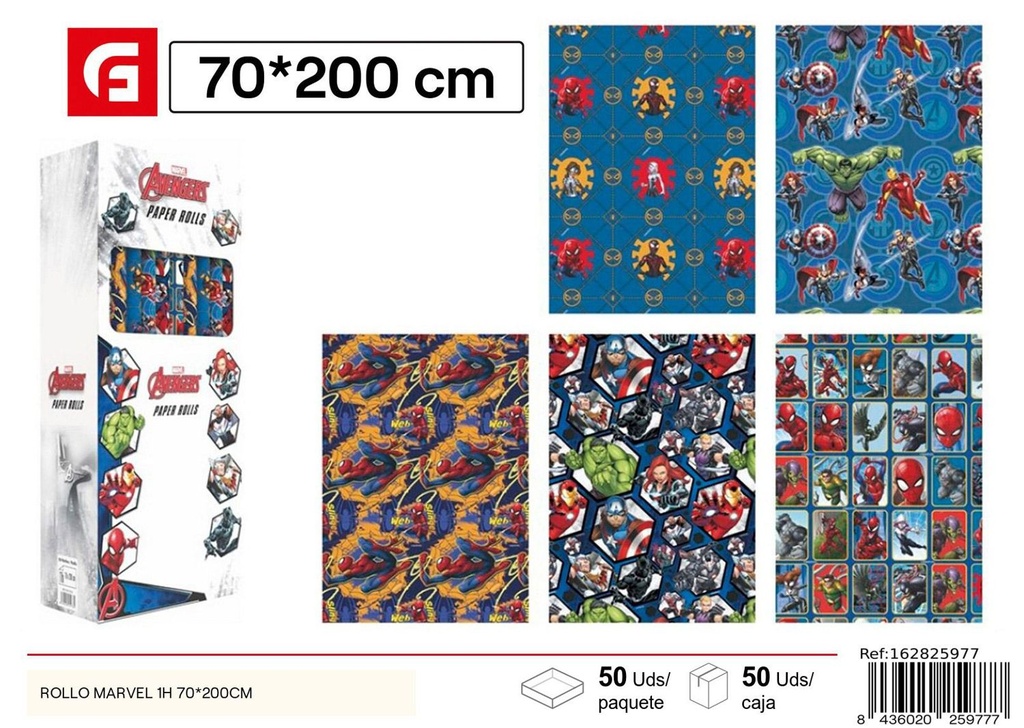 Papel regalo 70*200 cm - Rollo de Marvel