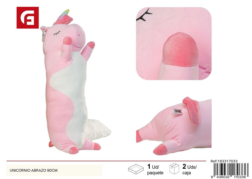 Peluche unicornio abrazo 90cm para niños