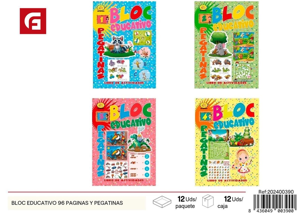 Bloque educativo 96 páginas y pegatinas - Material escolar