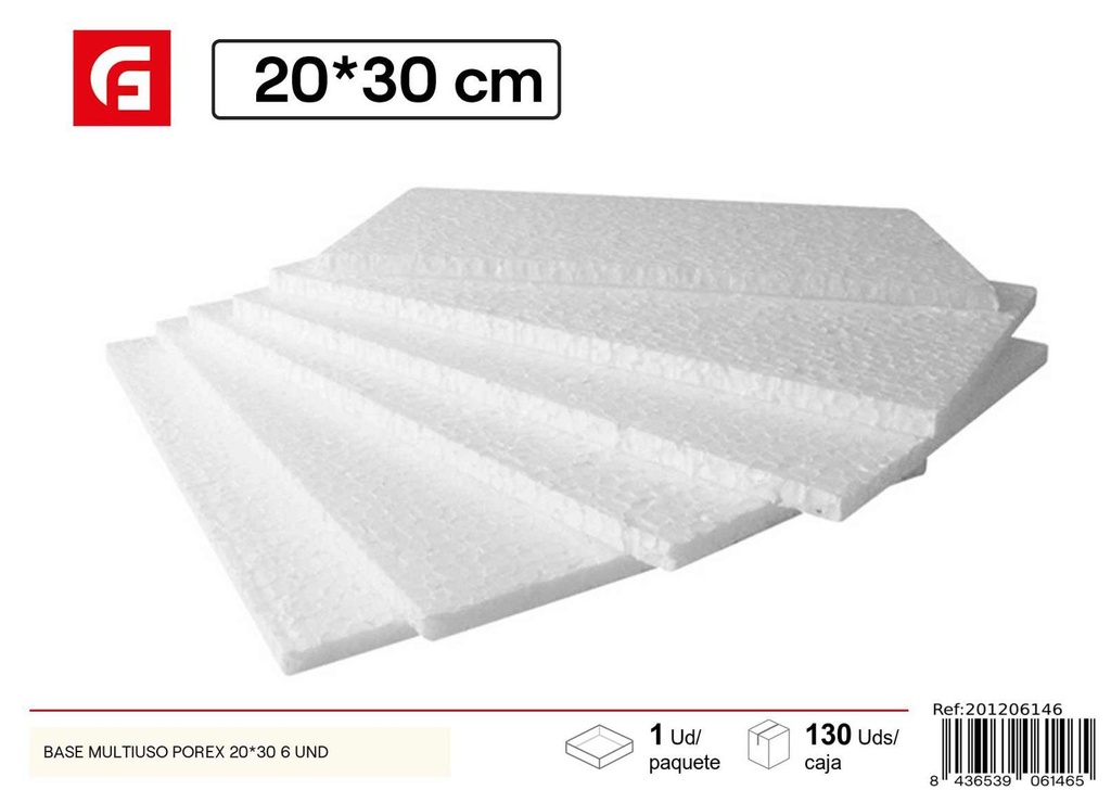 Bases multiuso porex 20*30 6Uds - Manualidades