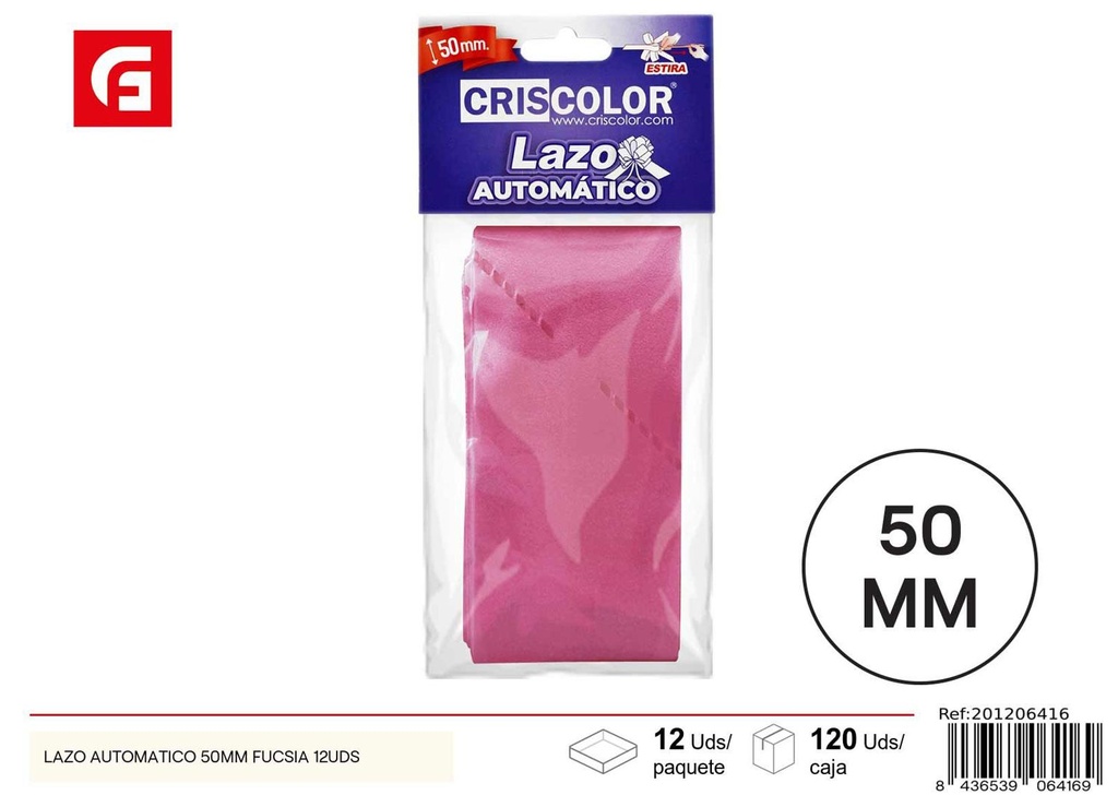 Lazo automático fucsia 50mm 12uds - Artículos para regalos