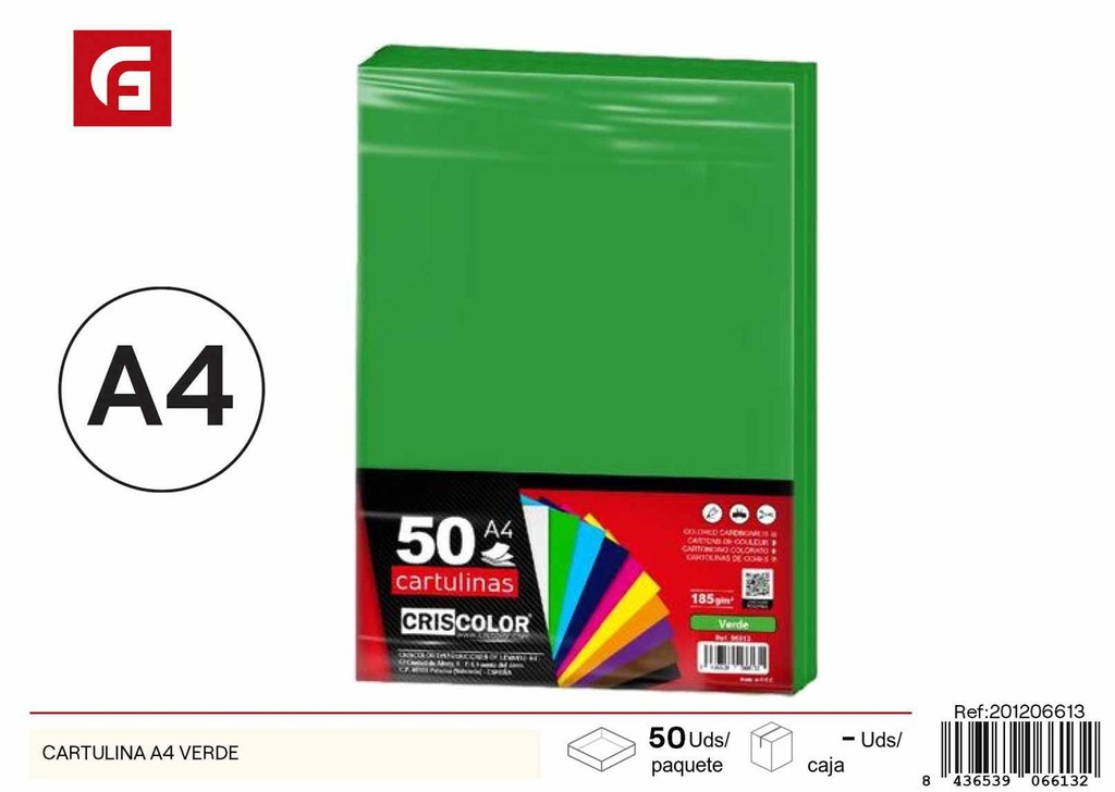 CARTULINA A4 VERDE - Papelería y manualidades